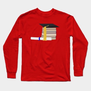 Books, Graduate Cap and Certificate Long Sleeve T-Shirt